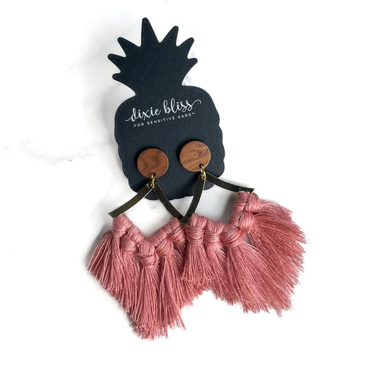 Something New Powder Pink Tassle Earrings